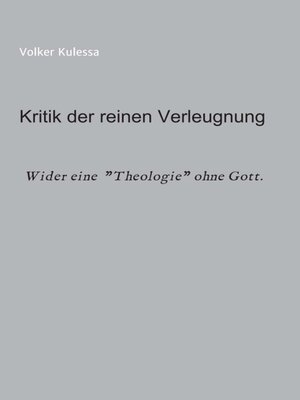 cover image of Kritik der reinen Verleugnung